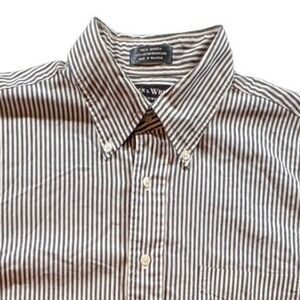 Bowen &‎ Wright Dress Shirt Mens 16.5 34 Blue White Striped Cotton Broadcloth
